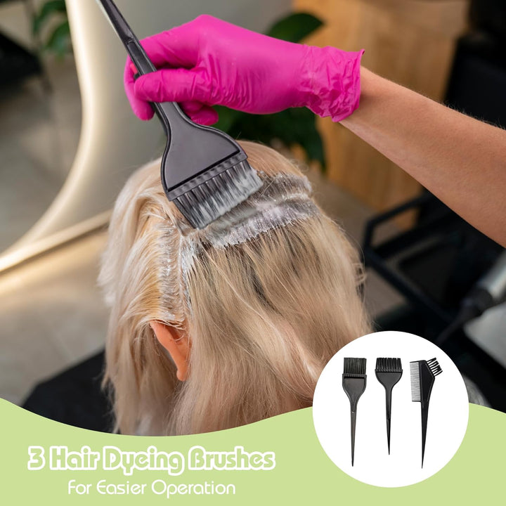 Professional Highlighting Kit 1 Pcs Highlighting Cap with Needle and 3 Hair Coloring Brushes Silicone Highlight Cap Reusable Hair Highlighting Kit for Salon Silicone Hairdressing Tools for Women Men