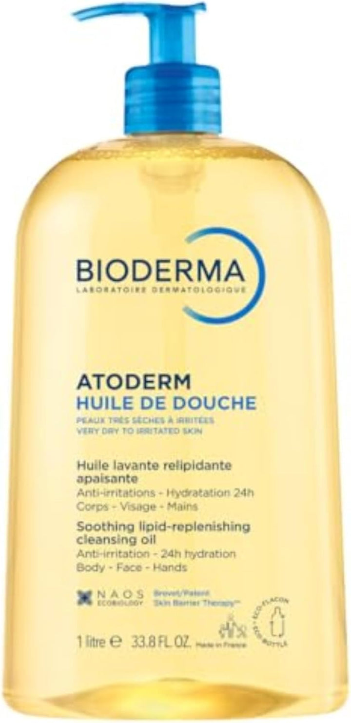 Atoderm Shower Oil - Cleansing Oil Body Wash for Very Dry to Eczema-Prone Skin, Shower Oil to Nourish, Soothe & Restore Sensitive Skin, Soap Free - 1L
