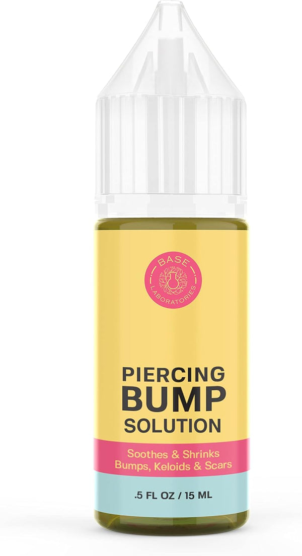 Base Labs Piercing Bump Treatment/Aftercare for Scar Removal | Healing & Soothing | Keloid Shrinking Drops for Ear & Nose with Essential Oils | 15Ml
