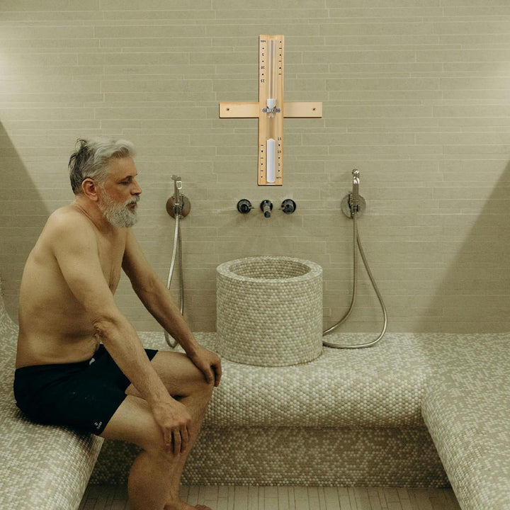 Sauna Timer, 360-Degree Rotating 15 Minute Sand Timer with White Grit Heat Resistant Wall Mounted Sauna Clock Accessories for Spa Classroom Gym Yoga Studio