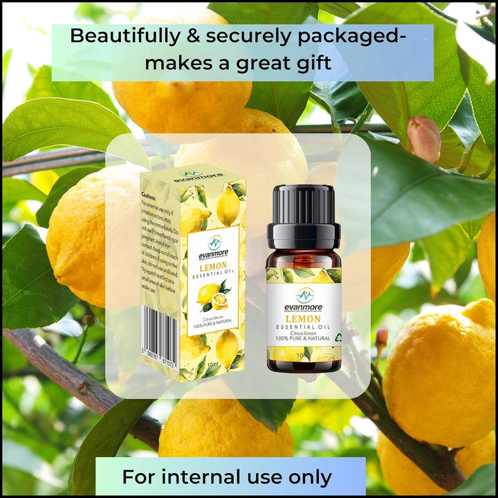 Lemon Essential Oil 10Ml 100% Pure Natural Undiluted Cruelty Free Oils for Diffuser Diffusers Burners Premium Quality Aromatherapy DIY Candle Making Vegan Essentials Citrus Limon (10Ml, Lemon)