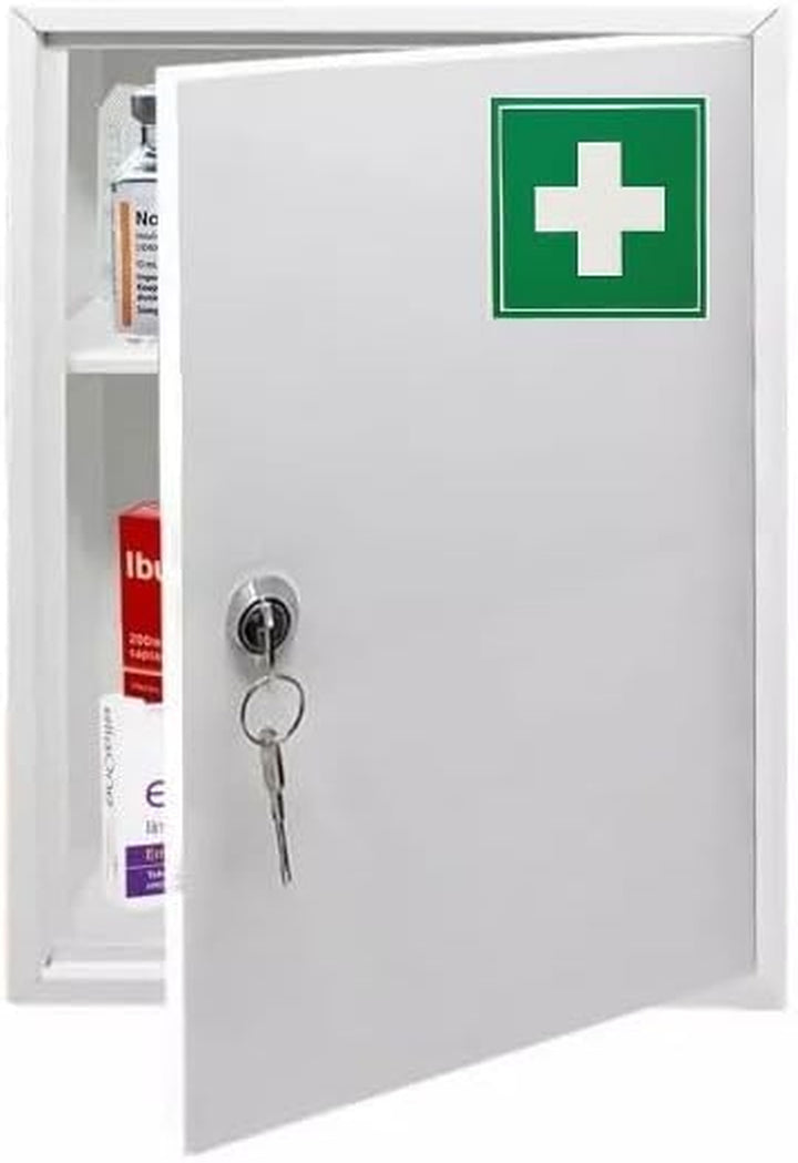 Wall Mount First Aid Medical Medicine Metal Steel Cabinet Box Lockable Case Box