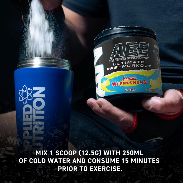 ABE Pre Workout - All Black Everything Pre Workout Powder, Energy & Physical Performance with Citrulline, Creatine, Beta Alanine (375G - 30 Servings) (Candy Ice Blast)