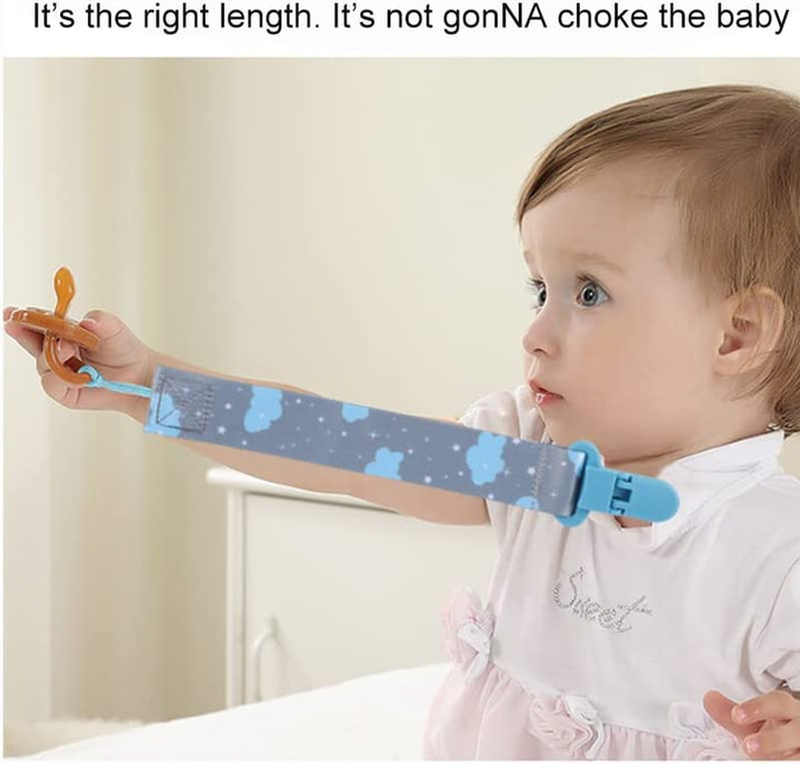 8 Pcs Dummy Clips Boys with Adapters, Silicone Button Ring Pacifier Holder Leashes Adapters Fits All Pacifiers for Baby Teething Toys Baby Shower