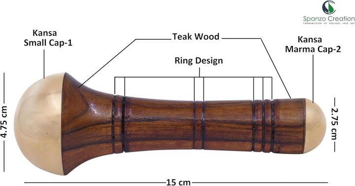 ? 2 in 1 Kansa Wellness Massage Wand an Ayurvedic Face, Eye, Neck, Foot and Body Massaging Tool (Ring Design)