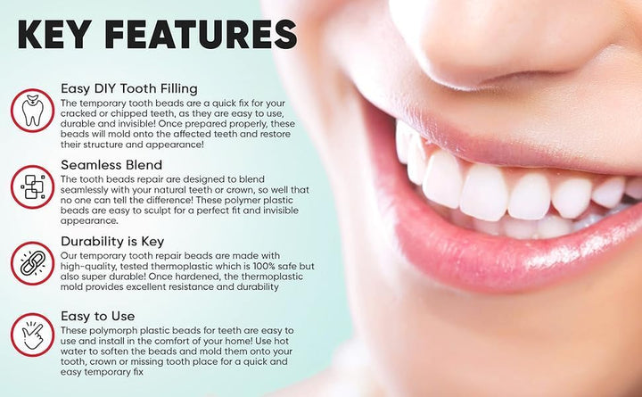 Thermoplastic Beads Pellets Mold-Able Pellets Polymorph 25 Grams for Teeth(Made in Spain) plus a Scaler