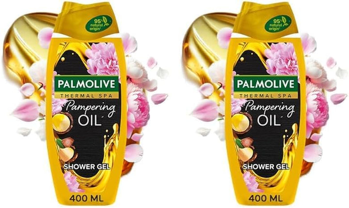 Thermal Spa Pampering Oil Shower Gel 400Ml - with Macadamia Oil - 95% Natural Origin Ingredients♦ - 98% Biodegradable Formula - 100% Natural Essential Oil - 30% Recycled Plastic Bottle