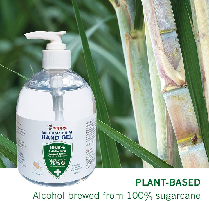 6 X 480Ml Hand Sanitiser Gel by pure - Made with 75% Plant-Based Alcohol - Kills 99.9% of Bacteria - EU Compliant
