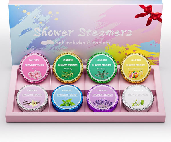 Shower Steamers Aromatherapy for Women and Men,8 Pack Pure Essential Oil Shower Bombs for Home Spa,Lingering Intense Aroma, Soothing Stress Relief,Body&Soul Relaxing Bath Bombs