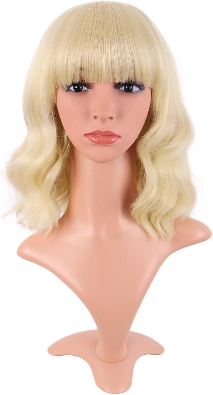 28 Inch/70 Cm Long Wavy Middle Part with No Bangs Synthetic Fiber Curly Fashion Women Party Cosplay Wig (Light Pink)