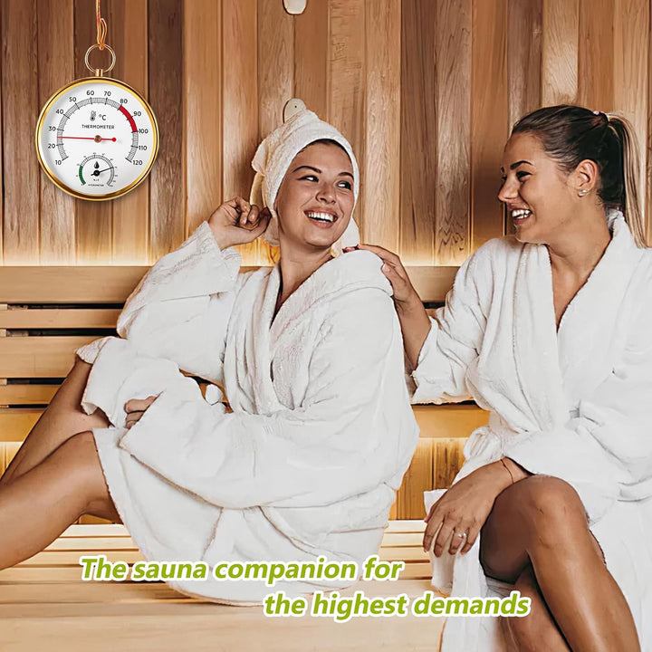 2-In-1 Sauna Thermometer and Hygrometer, Stainless Steel round Sauna Thermo-Hygrometer High Accuracy Sauna Accessories, Digital Thermo-Humidity Meter for Steam/Sauna Room/Home Office