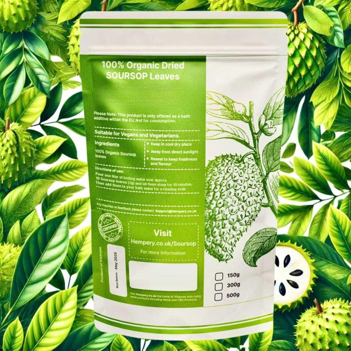 150G Organic Soursop Leaves – 100% Natural and Organic Leaf - Premium Quality Sour SOP Leaves without Pesticides