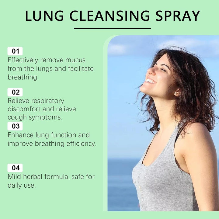 Lung Cleansing Spray,Natural Respiratory Cleanse Breathe Spray,Mullein Leaf Extract for Lungs,Herbal Spray Cleaning Spray,Breath Spray,Throat Spray,Lung Mucus Cleaner,Fresh Breath Spray,Lung Cleanser