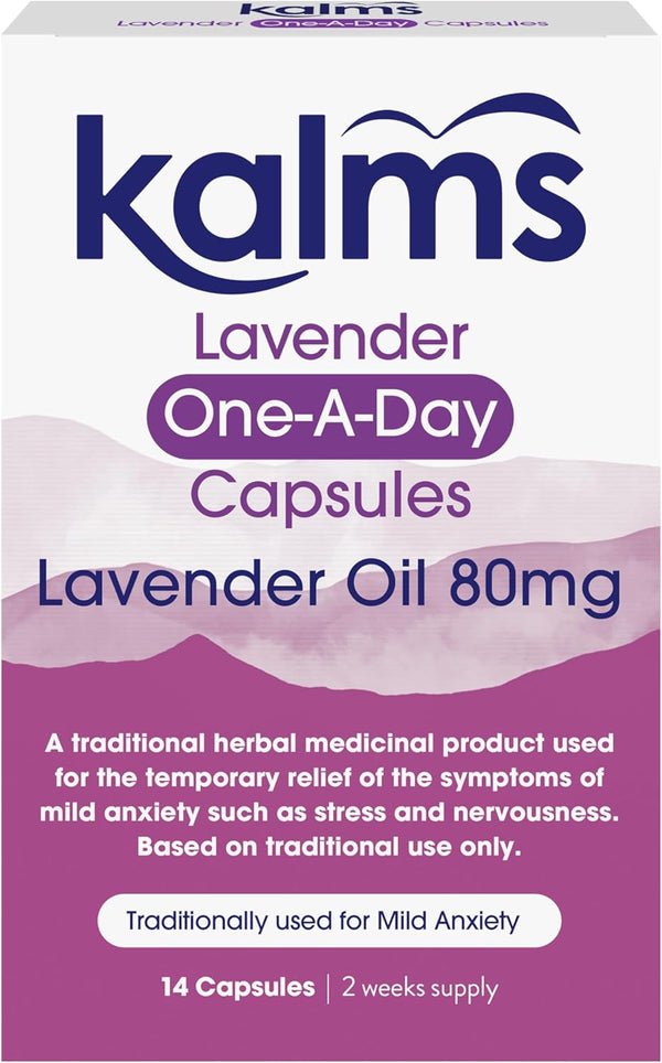 Lavender - One-A-Day - 14 Capsules - a Traditional Herbal Medicinal Product Used for the Temporary Relief of the Symptoms of Mild Anxiety Such as Stress and Nervousness