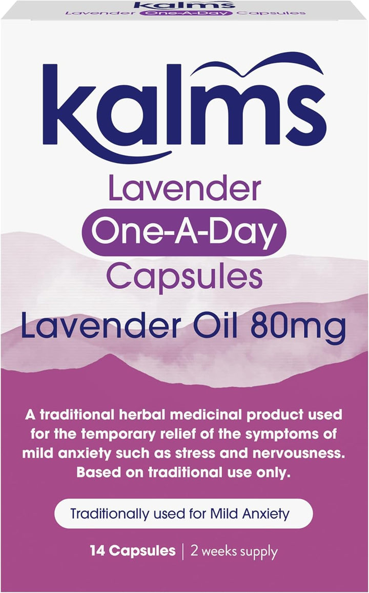 Lavender - One-A-Day - 14 Capsules - a Traditional Herbal Medicinal Product Used for the Temporary Relief of the Symptoms of Mild Anxiety Such as Stress and Nervousness