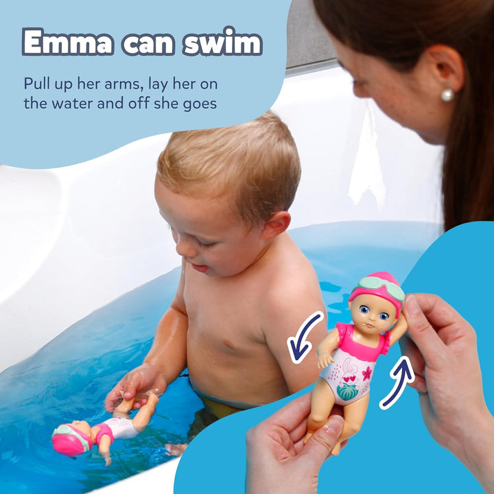 Splish Splash Emma, Interactive Bath Time Toy Swimming Emma with Wind up Mechanism, Colourful Toddler Bath Toy, Sensory Fun and Development, 839133 Zapf Creation, Pink