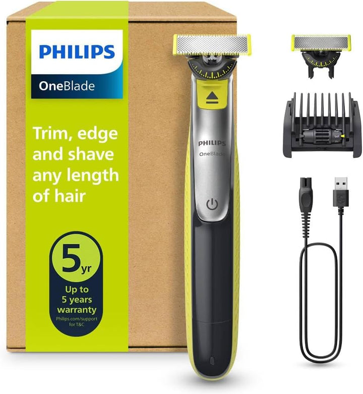 Oneblade 360 Face, Authentic Hybrid Electric Beard Trimmer & Shaver with 360 Blade Innovation. Incl. 1X 360 Blade, 1 X Extra 360 Blade (8 Month Supply), 5-In-1 Adjustable Comb, Model QP2734/30