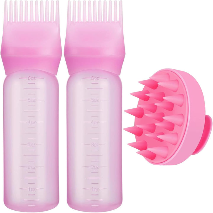 Hair Dye Brush Bottle Hair Root Comb Applicator Bottles Hair Dye Tools Applicator Brush Bottles for Salon (Black)