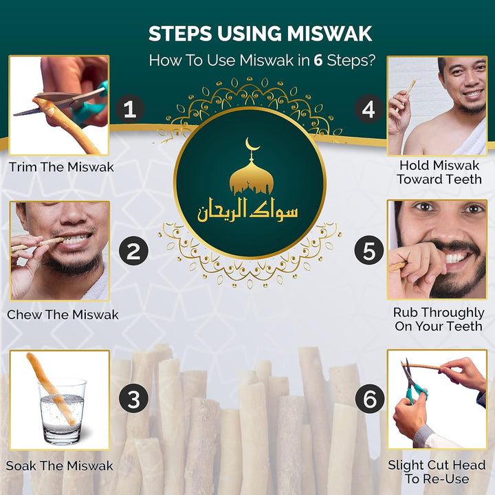 Miswak Wooden Tooth Brush - Original Siwak Arabian Traditional Toothbrush for Clean Healthy and White Teeth Cleaning Disinfecting Natural Toothbrush || Pack of 10…