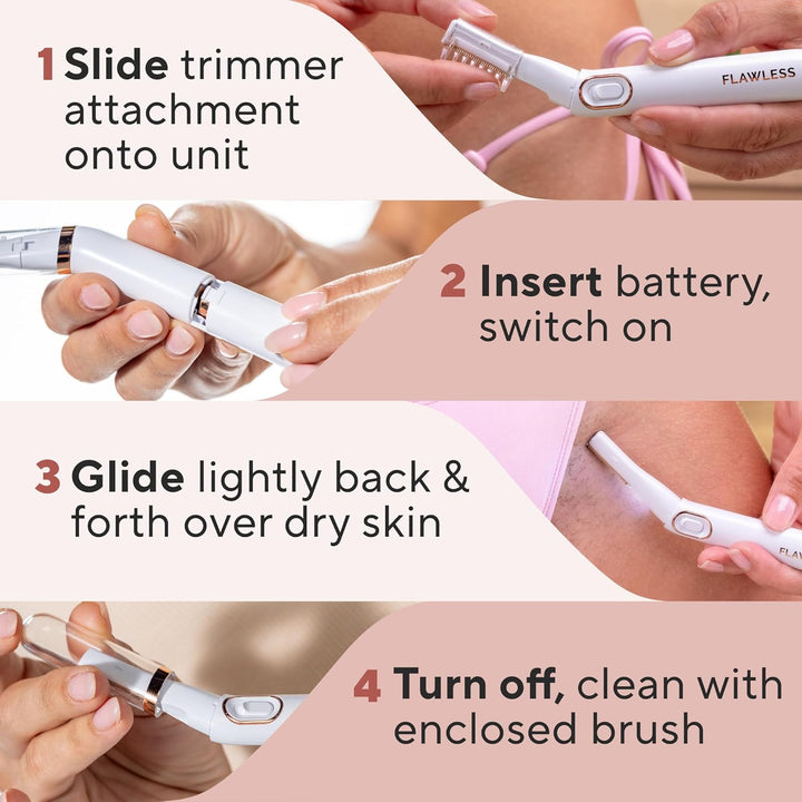 Bikini Trimmer & Hair Remover, Bikini Shaver & Pubic Hair Trimmer for Women, Dry Use Intimate Razor, Painless Bikini Line Hair Removal with LED Light, All Skin Types