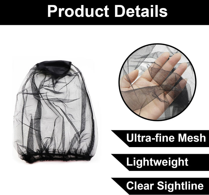 2Pcs Midge Head Net Mosquito Head Protecting Net Face Mesh for Mosquitoes Bugs Fly Insects Gnats Midges Encrypted Fine Mesh Insect Netting Cover for Outdoor Fishing Camping Hiking Climbing Walking