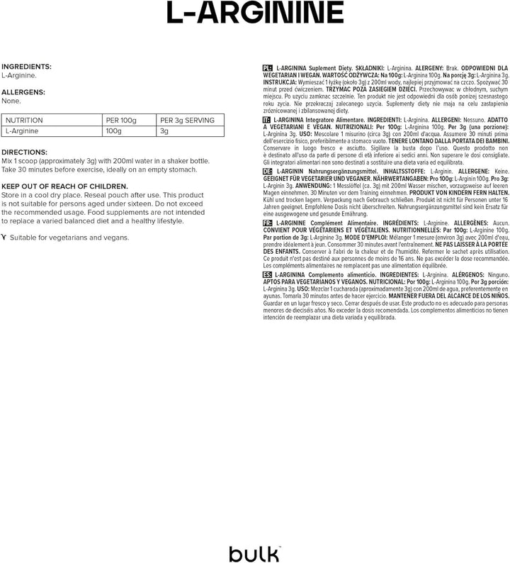 L-Arginine Powder, 100 G, Packaging May Vary