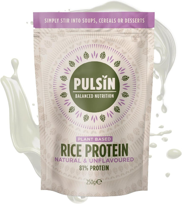 - Natural & Unflavoured Vegan Rice Protein Powder - 250G - 8.1G Protein, 0.4G Carbs, 43 Kcal per Serving - Low Carb, Gluten Free, Plant Based, Palm Oil Free & Dairy Free