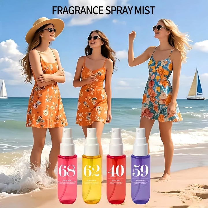 Brazilian Body Spray for Women,Long-Lasting Hair & Body Mist, 4Pcs 40Ml Mini Perfume Gift Set,Fruity Floral Vanilla Fragrance,Moisturizing Travel Size Spray for Women/Girls,Ladies Perfume Set