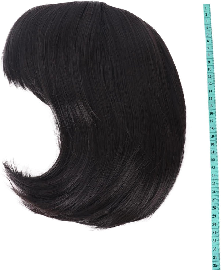 Natural Short Straight New Wigs Flat Bangs Wigs-Black-Ladies