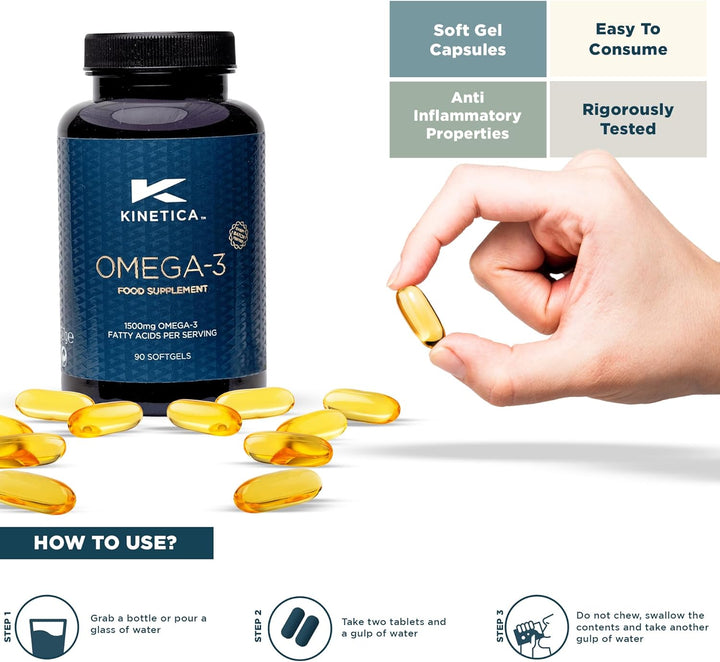 Sports Omega-3 Fish Oil | 1500Mg Omega-3 Fatty Acids, 1000Mg EPA & 500Mg Dha/Serve, 45 Servings/90 Capsule Pack | 2 Capsules/Day | Reduces Muscle Soreness with Anti-Inflammatory Properties
