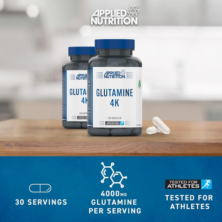 Glutamine 4K - L Glutamine 4000 Mg per Serving, Restore Amino Acid Levels (120 Capsules - 30 Servings)