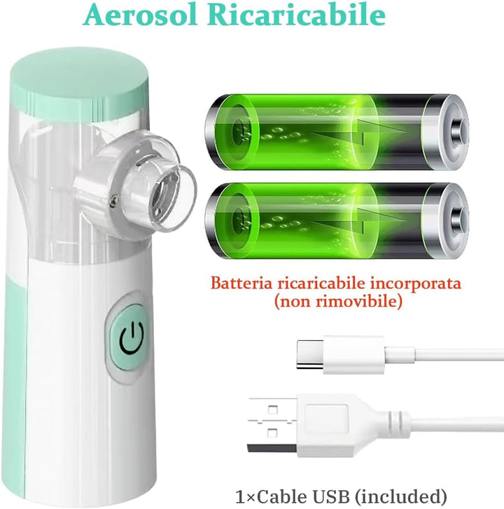 Nebuliser Machine for Adults and Kids, Cool Mist Steam Inhaler with 1 Nozzle and 1 Adult Mask and 1 Kid'S Mask, Adjustable Atomization Rate, Portable Nebulizer Machine for Home and Travel Use
