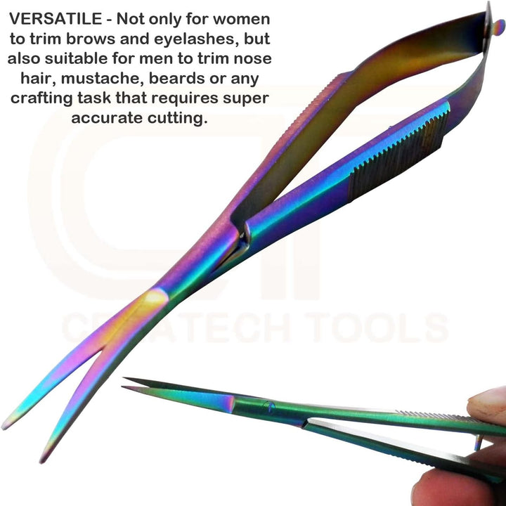 CT Eyebrow Scissors for Precision Trimming Eyebrow, Eyelash, Lashes, Ear, Nose, Mustache and Beard for Men & Women