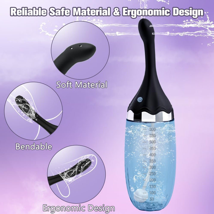 Anal Douche Automatic Enema Bulb - 20Oz Electric Enemas for Colon Cleanse for Women with 3 Speeds 5 Spouts, Silicone Douches for Men Anal Cleaner, Remote Control Enema Kit Anti-Backflow Bottle