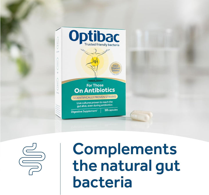 for Those on Antibiotics - Vegan Digestive Probiotic Supplement - Lactobacillus Specifically Researched Alongside Antibiotics - Most Recommended Brand - 10 Capsules