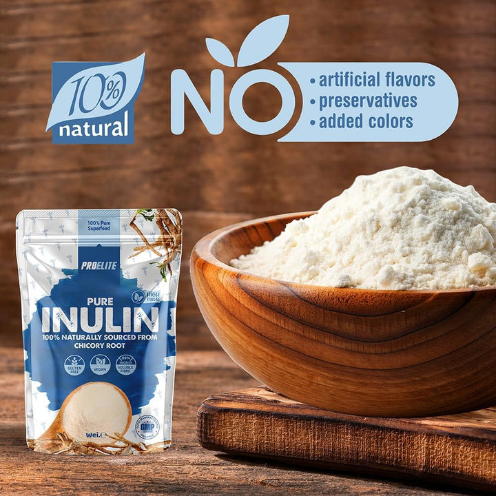 Pure Inulin Powder Prebiotic Soluble Fibre Powder - Vegan, GMO Free, Gluten Free Made in EU from Natural Chicory Root Fructo Oligosaccharide FOC Powder by  (250G)