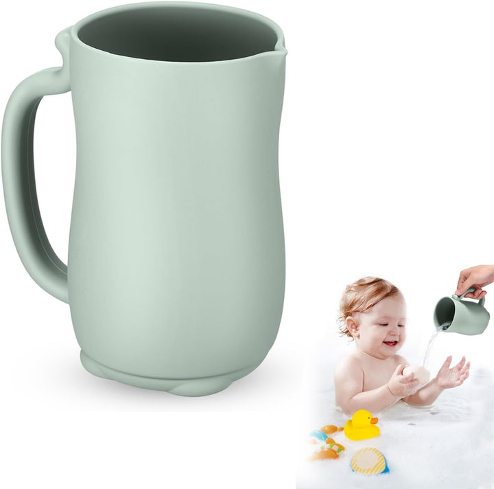 Silicone Bath Jug for Baby Washing - 700ML Rinse Cup with Easy-Grip Handle, Soft Rim Shampoo Rinser, Baby Bath Rinse Cup