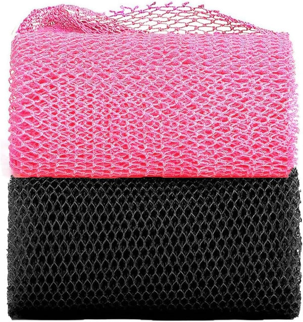 2Pcs African Exfoliating Net, African Exfoliating Sponge, Nylon Back Scrubbers, Shower Sponge Body Sponge, Deep Cleaning African Net Bathing Sponge for Men and Women 80 × 30Cm