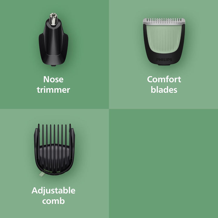 Multigroom 3000 Series All-In-One 7-Piece Trimmer - Shaver and Clipper for Face & Head, Self-Sharpening Skin-Friendly Blades, 10 Length Settings, Model MG3930/15