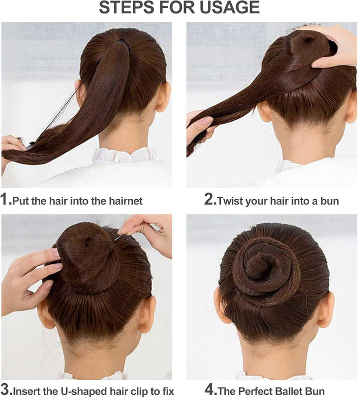 24Pcs Invisible Bun Nets, Ballet Hair Net for Girls, Hair Nets for Women Buns, 50Cm/20Inch Elastic Edge Mesh, with 10PCS U Shaped Hair Pins, for Hair Ballet Gymnastics Bun Making