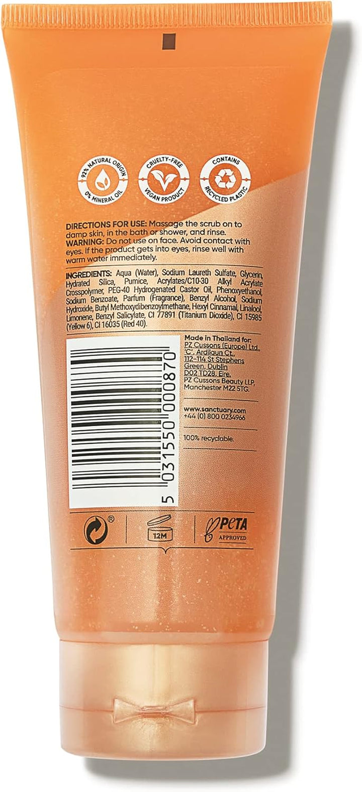 Spa Exfoliating Body Scrub, No Mineral Oil, Cruelty Free and Vegan Body Exfoliator, 200 Ml