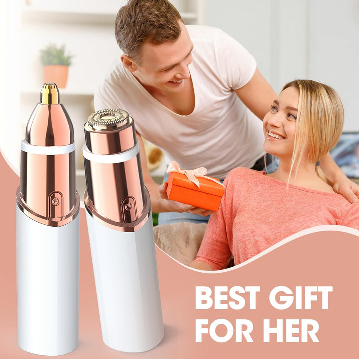 2-In-1 Women'S Eyebrow Trimmer & Facial Hair Remover with LED Light - Professional Painless Precision Grooming Tool for Eyebrows, Upper Lip & Face
