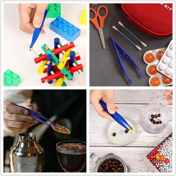 Yeenao Plastic Tweezers,20 PCS First Aid Tweezer 4 Inch/10Cm Plastic Beads Forceps Tweezers for Perler Fuse Beads Kids Handmade DIY Crafts