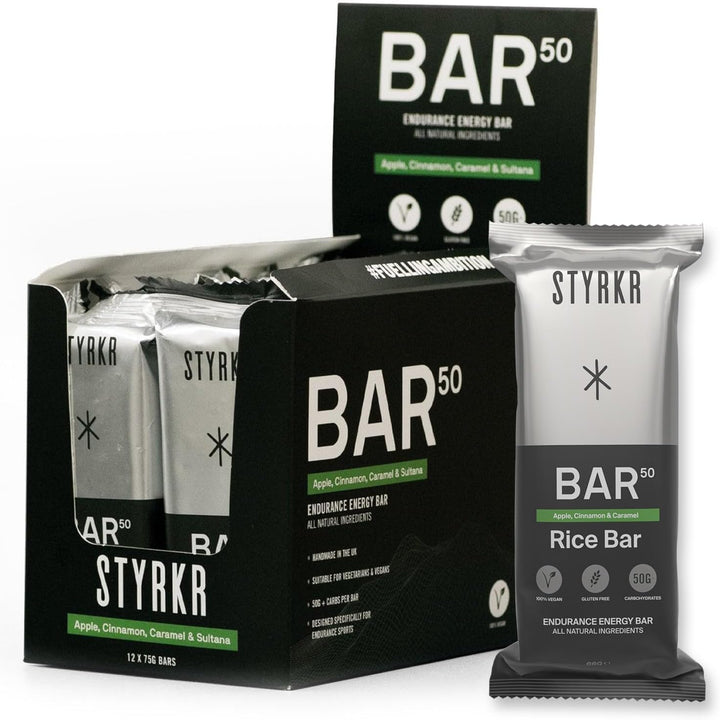 Energy Bars by  - Pack of 12 Rice Bars for Cycling & Running - Mixed Flavours Pack - Approved by Endurance Athletes - 50G of Carbs via Advanced Dual-Carb Formulation - Bar50-12X Pack
