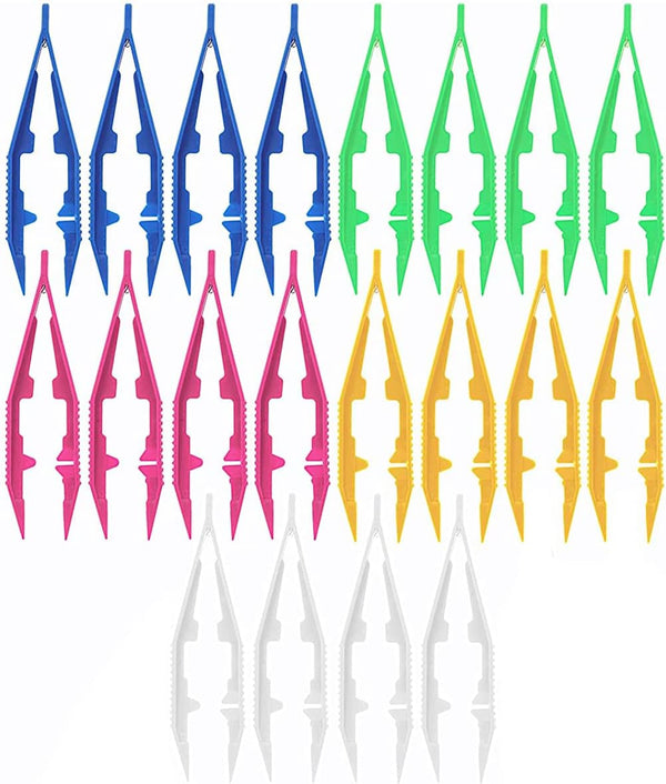 Yeenao Plastic Tweezers,20 PCS First Aid Tweezer 4 Inch/10Cm Plastic Beads Forceps Tweezers for Perler Fuse Beads Kids Handmade DIY Crafts