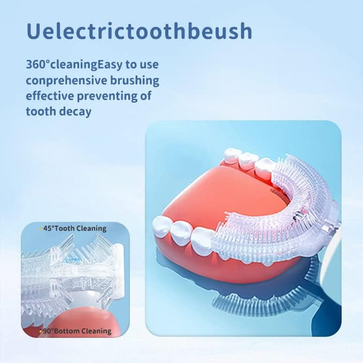 Kids Electric Toothbrushes U Shaped - Rechargeable Rocket Toothbrush, Electric Toothbrushes for Boys Age 7-14 2 Mins Timer, 6 Modes, 4 Brush Heads.