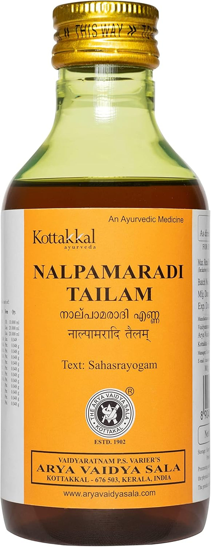 Nalpamaradi Tailam - Oil, 200 Ml, for Hair & Skin (Pack of 1)