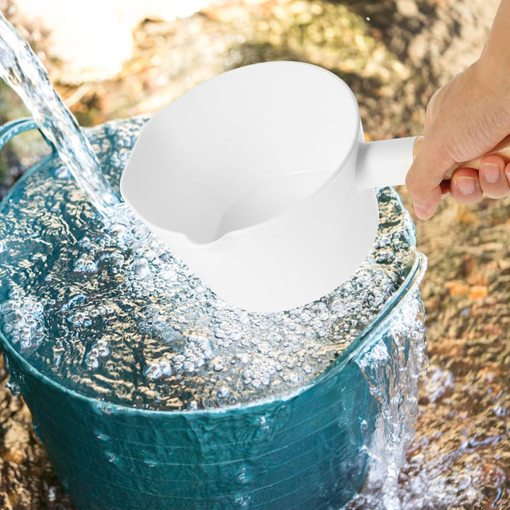 Wooden Water Scoop Long Handle Bath Dipper Water Ladle Scoop for Efficient Transfer in Bathroom Sauna and Garden 12 Inch Stackable Design