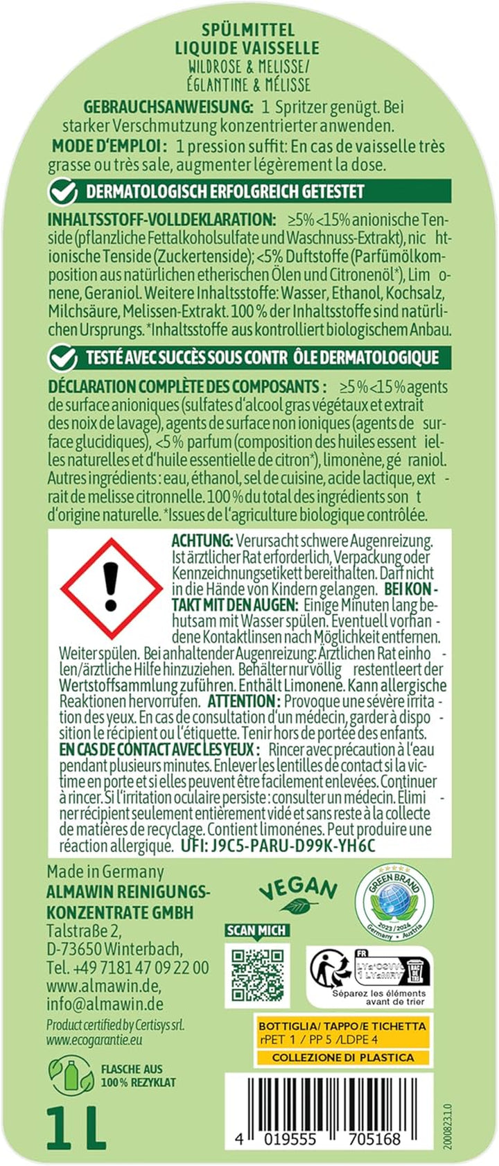 Dishwasher Detergent Wild Rose Balm 1 Litre