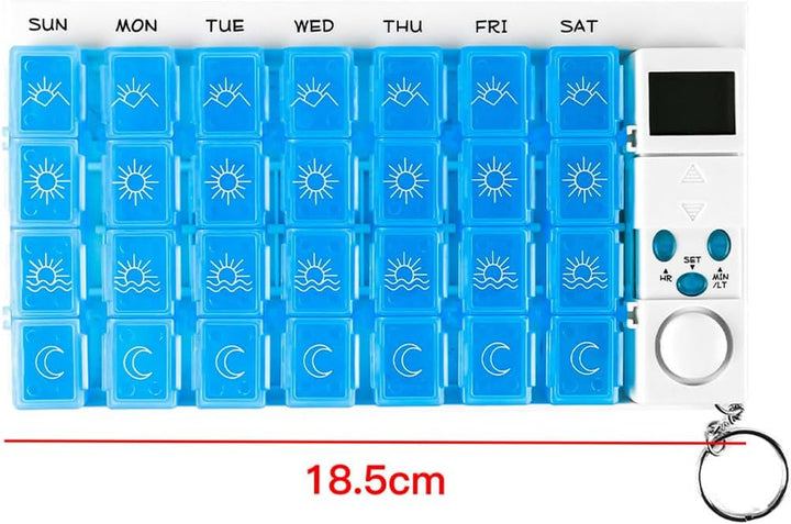 Pill Dispenser Box Pill Box Reminder 7 Day 28 Grid Medication Reminder Electronic Pill Timer for Patients Elderly Travelers